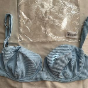 Monday Swimwear Clovelly Swim Top- Size V- Sky Blue Rib